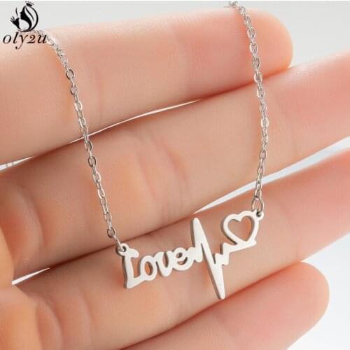 Trendy Heartbeat Necklace Women Love Heart Necklaces & Pendants Medical Nurse Doctor Lover Gifts Stainless Steel Jewelry BFF