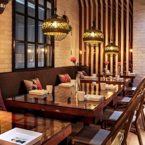 American retro industrial style pendant lights cafe bar restaurant wrought iron creative decorative rope lamp LB112920