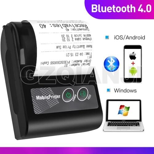 Portable Mini Bluetooth Thermal Printer Pocket Small size Easy Carry Wireless Print 58mm Ticket Receipt for Windows Android IOS