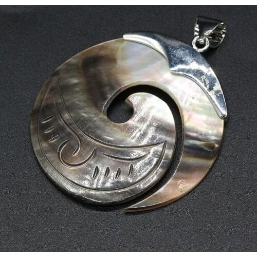 Preferred Simple Design Natural Stone Round Shell Pendant 50x50mm Can Be Used For DIY Necklace Art Design Decoration