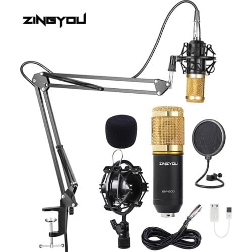 Bm 800 studio microphone professional cardioid studio vocal recording podaster karaoke mic kit bm800 condenser microphone