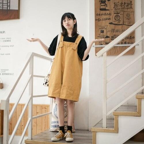 Tooling Denim Overalls Shorts Student Fashion Suspender Trousers Braces Jeans Loose Wide Leg Pants Summer Women Cowboy Jumpsuit