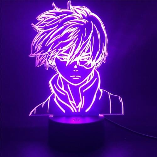 Anime My Hero Academia Shoto Todoroki Face Design Led Night Light Lamp Gift for Kids Child Boys Bedroom Decor Acrylic Table Lamp