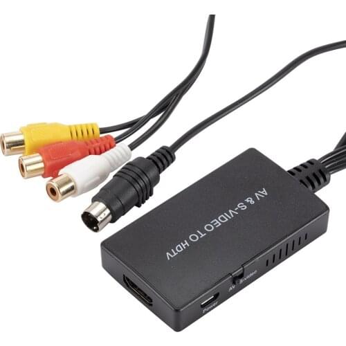 S-Video and 3RCA CVBS Composite to Audio Video Converter Svideo to HDMI-compatible Converter Support 1080P/720P For PC Laptop PS