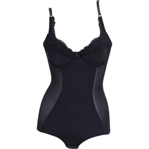 Sexy Push Up Bra Body Shaper Plus Size Slimming Bodysuit Lace Shape Wear Women Post Partum Full Body Shapewear Hooks Open Crotch