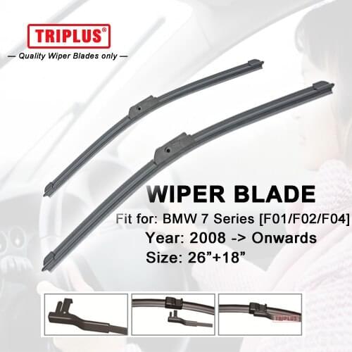 Wiper Blade for BMW 7 Series F01 F02 F04 (2008-ON) 1 set 26"+18",Flat Aero Windscreen Wiper,Boneless Windshield Soft Blades