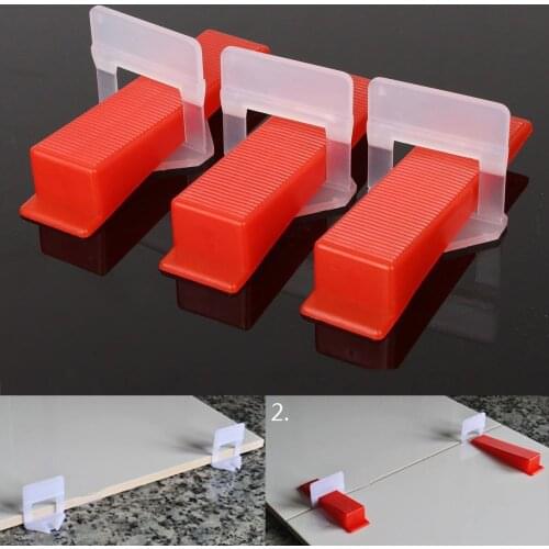 High Quality Tile Leveling System 50x Clips 50 Wedges Plastic Spacers Tiling Tools Red White