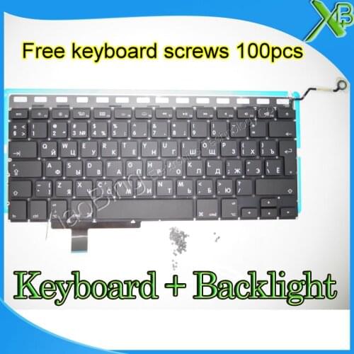 Brand New RU Russian keyboard+Backlight Backlit+100pcs keyboard screws For MacBook Pro 17.1" A1297 2008-2011 Years