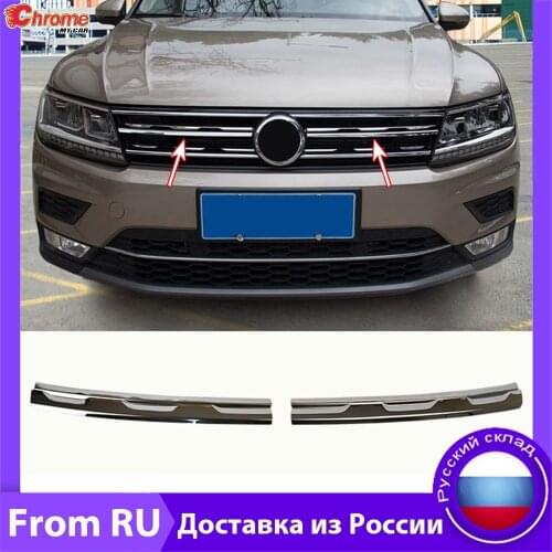 Car Styling Chrome Front Mesh Grill Grille Bumper Cover Trim Insert Decoration For Volkswagen VW Tiguan MK2 2016 2017 2018 2019