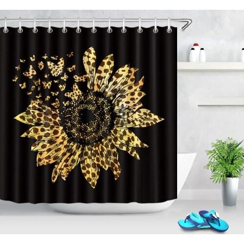 Butterfly Sunflower Creative Fabric Shower Curtains High Quality Black White Bath Screen Waterproof Bathroom Curtain Decor