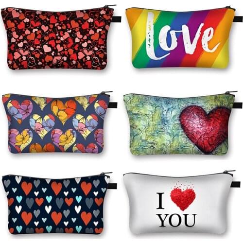 Love Love You Printed Cosmetic Bag Ladies Like Romantic Travel Portable Makeup Bags Fashion Storage Bag Gift