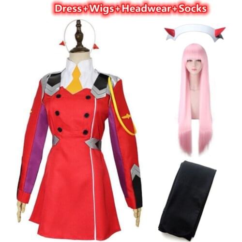 02 Zero Two Cosplay Costume National Team DARLING in the FRANXX Ladies Cosplay Costume DFXX Women Full Sets Dress Headdress Wigs
