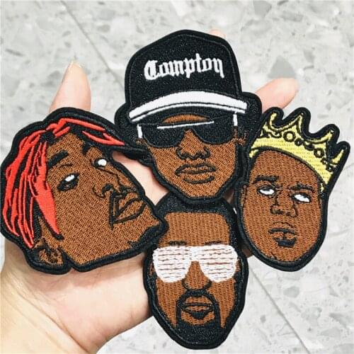 1Pcs Hot Music Dude Black Cool Man Hippie Lebron James Rapper Iron on Embroidered Clothes Patches for Clothing Music Band