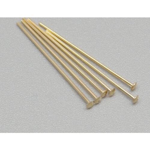 Gold filled T-shaped needle flat head end Pins for making jewelry accessories gold color needles 25-50mm 10pcs