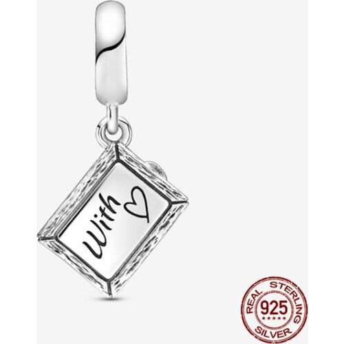 100% Real 925 Sterling Silver Chalkboard letter charm Fit Original 3mm Bracelet&Bangle Making Fashion DIY Jewelry For Women