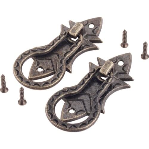 2Pcs Vintage Metal Furniture Pull Handles Knobs Bronze Cabinet Knobs and Handle Drawer Kitchen Door Pull Wood Box Handle Knob