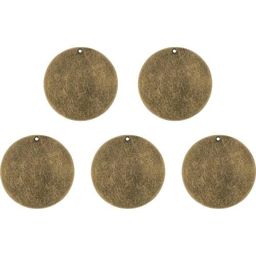 20pcs 34x0.3mm Antique Bronze Metal Tags, Brass Blank Stamping Tag Pendants for Jewelry Making DIY Findings, Flat Round