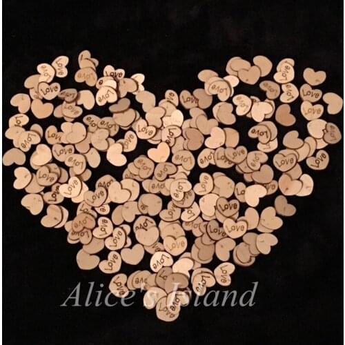 200pcs Love Heart pattern wooden DIY Children for table bottle wall pictures home decora rustic wedding baby shower favor gift