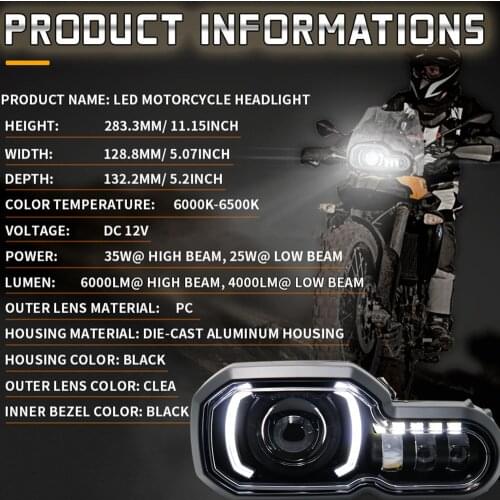 2021 Newest F800GS LED Headlight E-mark Approved Headlight for BMW F650GS F700GS F800GS ADV F800R Motorcycle Waterproof Headlamp