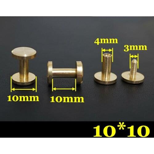 50pc Q1-10x10 Solid Brass belt screw Chicago Screw Leathercraft