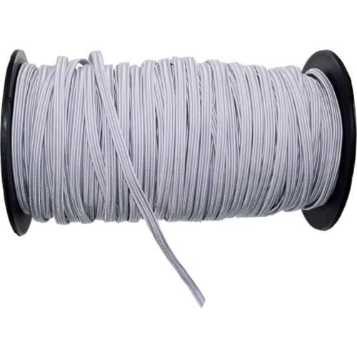 Free Shipping 40yards 1/8" White Elastic Bands Soft Knitted Braided High Elastic Band Rope For Sewing DIY Mask 3.0mm