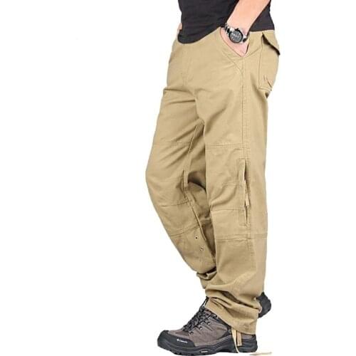 Cargo Pants Mens Army Warm Straight Chinos Pants Militaire Spring Autumn Streetwear Casual Military Long Trousers Men Clothing