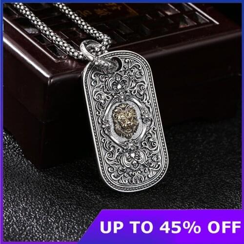 Pure 100% 925 Sterling Silver Lion King Tag Necklace Pendant Fashion Fine Jewelry Gifts For Women Men Jewelry 2021 New Arrival