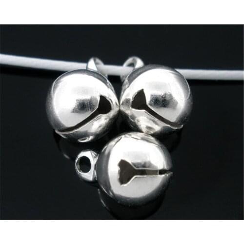 DoreenBeads 100 PCs Silver color Christmas Bell Charm Drops Findings 11x8mm (B04385), yiwu