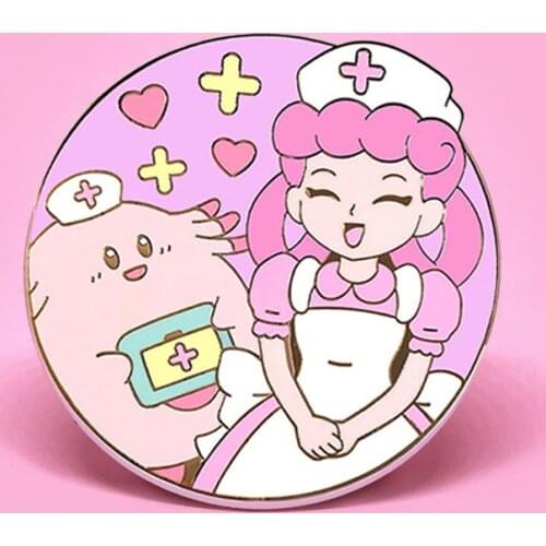 Nurse Joy and Chansey Brooch Pins Enamel Metal Badges Lapel Pin Brooches Jackets Jeans Fashion Jewelry Accessories