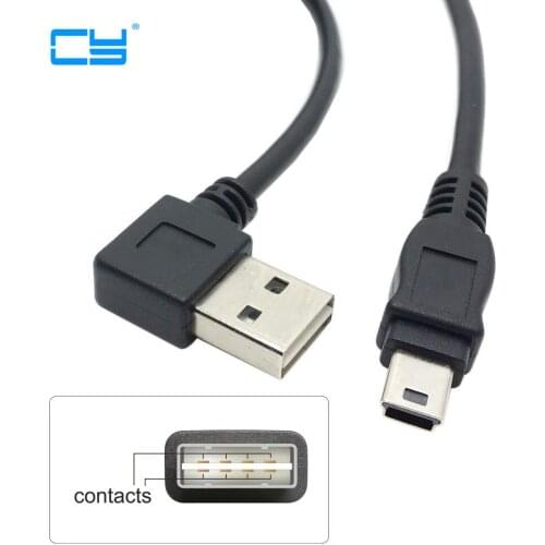 USB 2.0 Male to Mini USB 5Pin Male Cable 100cm Reversible Design Left & Right Angled 90 Degree