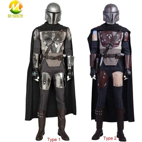 Superhero Bounty Hunter Cosplay Costume Men Armor Suit with Helmet Halloween Outfit Carnival Fancy Suit Any Size