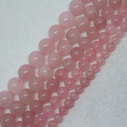 Mini. Order is $7! 4-16mm Natural Rose Quartzs powder crystal Round DIY Loose Beads 15"