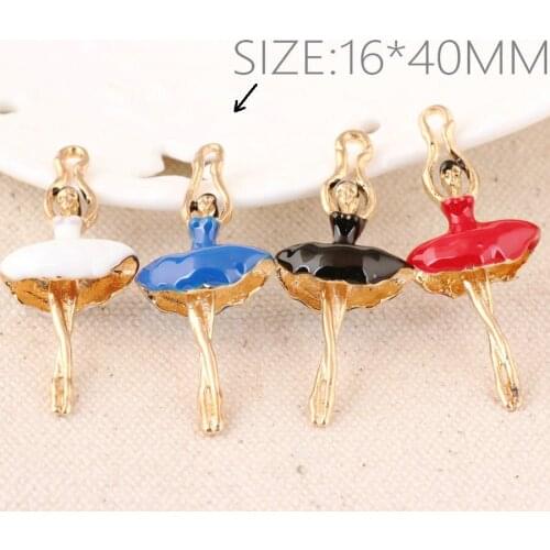 Trendy Jewelry Charms Enamel 3D DIY Bracelet Necklace Pendant Charms Dancing Ballet Girl Floating Charm Craft Ornament Decor