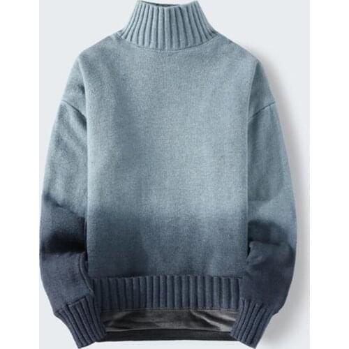 Fashion Autumn Winter Men Warm Long Sleeve Jumper Tops Elegant Half High Collar Knitted Sweaters Tie-dye Print Knitwear For Men