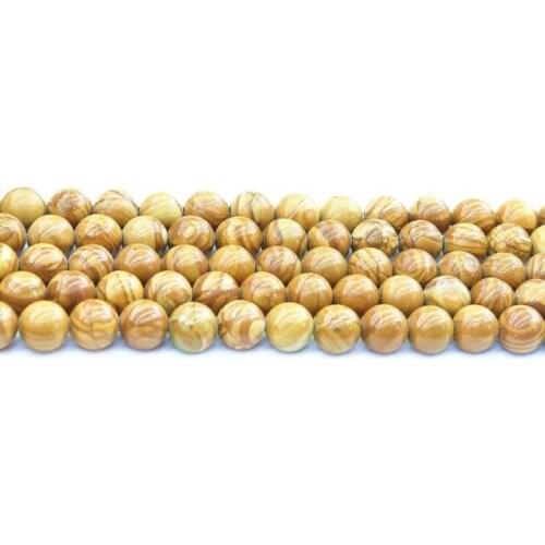 Natural Stone Beads Polished Wood Jaspers bead Round Loose Spacer Beads For Jewelry Making 6/8/10mm DIY Bracelets