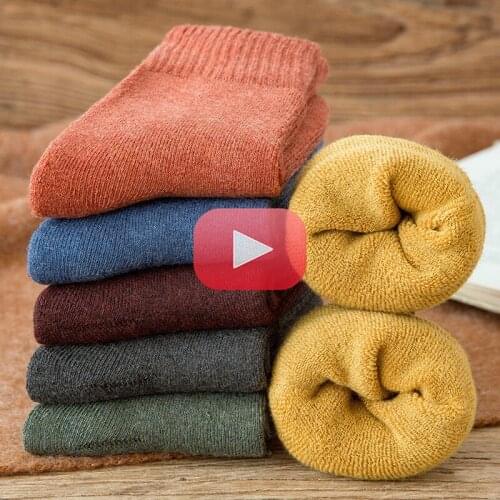 Socks Womens Autumn and Winter Thick Warm Socks Women Solid Color Socks Tube Cotton Towel Socks Japanese Women Winter Hot Socks