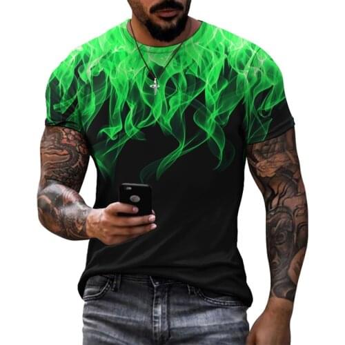 New 3d printed men green flame T-shirts Harajuku shirt t-shirt Summer fun T-shirt New goth costume O-neck t-shirts Mens clothes