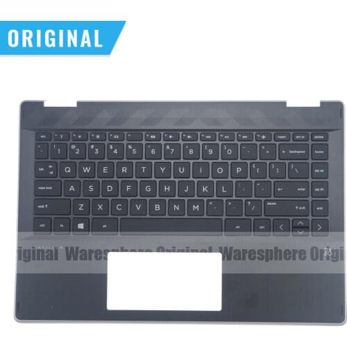 New Original Top Cover Upper Case for HP Pavilion X360 14-DH Palmrest With Non-backlit Keyboard L53796-001 Sliver / Blue Side