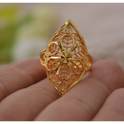 NEW 24K Dubai Gold Color Ring for Women Ethiopian Wedding Ring India/Ethiopian/African/Nigerian/Israel/Arabic Items