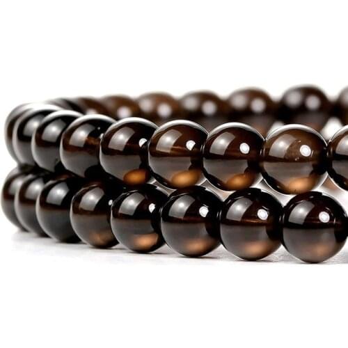 Wholesale Brown Quartz beads Tea crystal stone Top quality Round Loose beads 4/6/8/10/12MM Jewelry bracelet making DIY