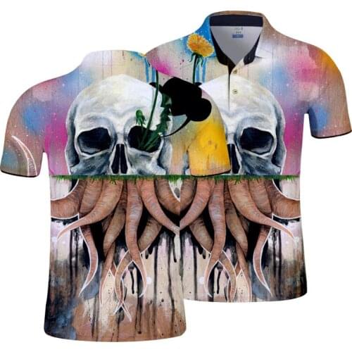 2021 new Unisex 3D Full Printing Polo Shirts Skull Summer Plus Size Short Sleeve Casual fashion oversize Coat DropShip