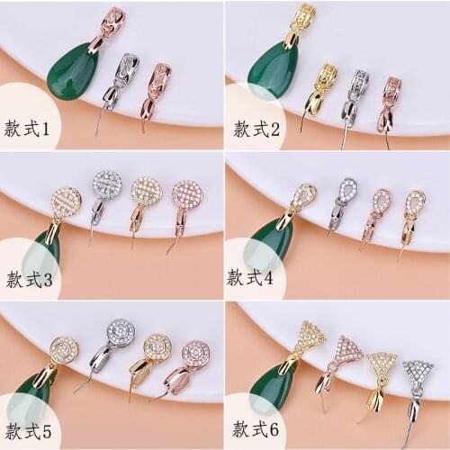 S925 sterling silver clip buckle various styles inlaid zircon pendant buckle jade crystal pin buckle jewelry diy accessories