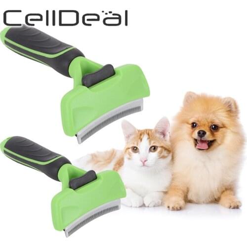Dog Cat Hair Remover Combs Pet Grooming Brush Deshedding Tool Comb Edge Trimming Stainless Steel Green Color Shedding Comb