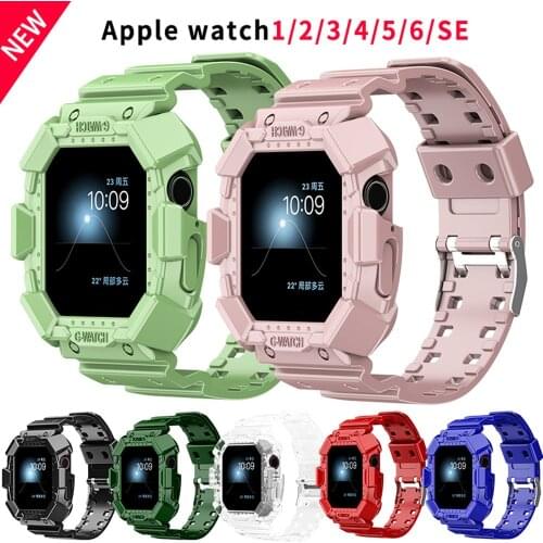 New Sports Silicone Strap for Apple Watch Band 6 5 SE 44mm 40mm Armor Shell Bracelet for IWatch Series 4 3 38mm 42mm Watchbands