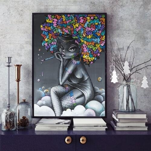 Modern Street Art on Canvas Abstract Girl Graffiti Pop Wall Art Print Poster Fashion Painting for Living Room Decor