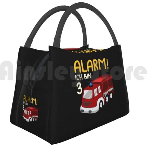 Cooler Lunch Bag Picnic Bag Alert I Am 3 Firemen Child Birthday Gift Alarm 3Rd 3Rd Birthday Three Fire Department