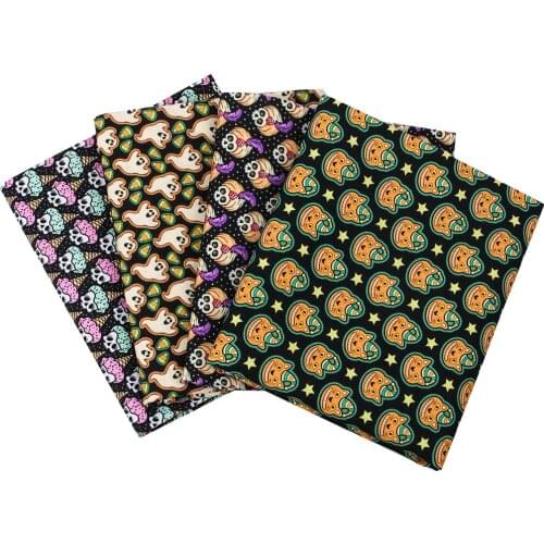 Xugar Printed Polyester Cotton Fabric 45*145cm Halloween Skull Cloth Fabrics DIY Craft Patchwork Home Textile Sewing Accessories