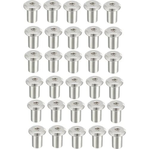 Uxcell M6x12mm Rivet Hex Socket Head Insert Nut Screw Post Nickel Plated 30pcs