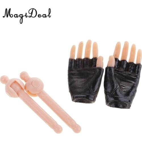 MagiDeal 1:6 Scale Black Half Gloved Hands for 12 Inch Female Action Figure Dolls Children Adult Toy DIY Accessories