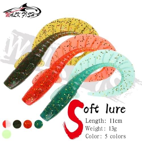 WALK FISH 3PCS 11cm 13g Lifelike Long Tail Worms Lures Artificial Silicone Soft Bait Bass Pike Fishing Lure Wobbler Fish Lure